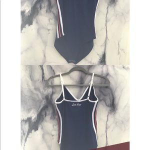 PINK Navy blue striped Victoria's Secret body suit