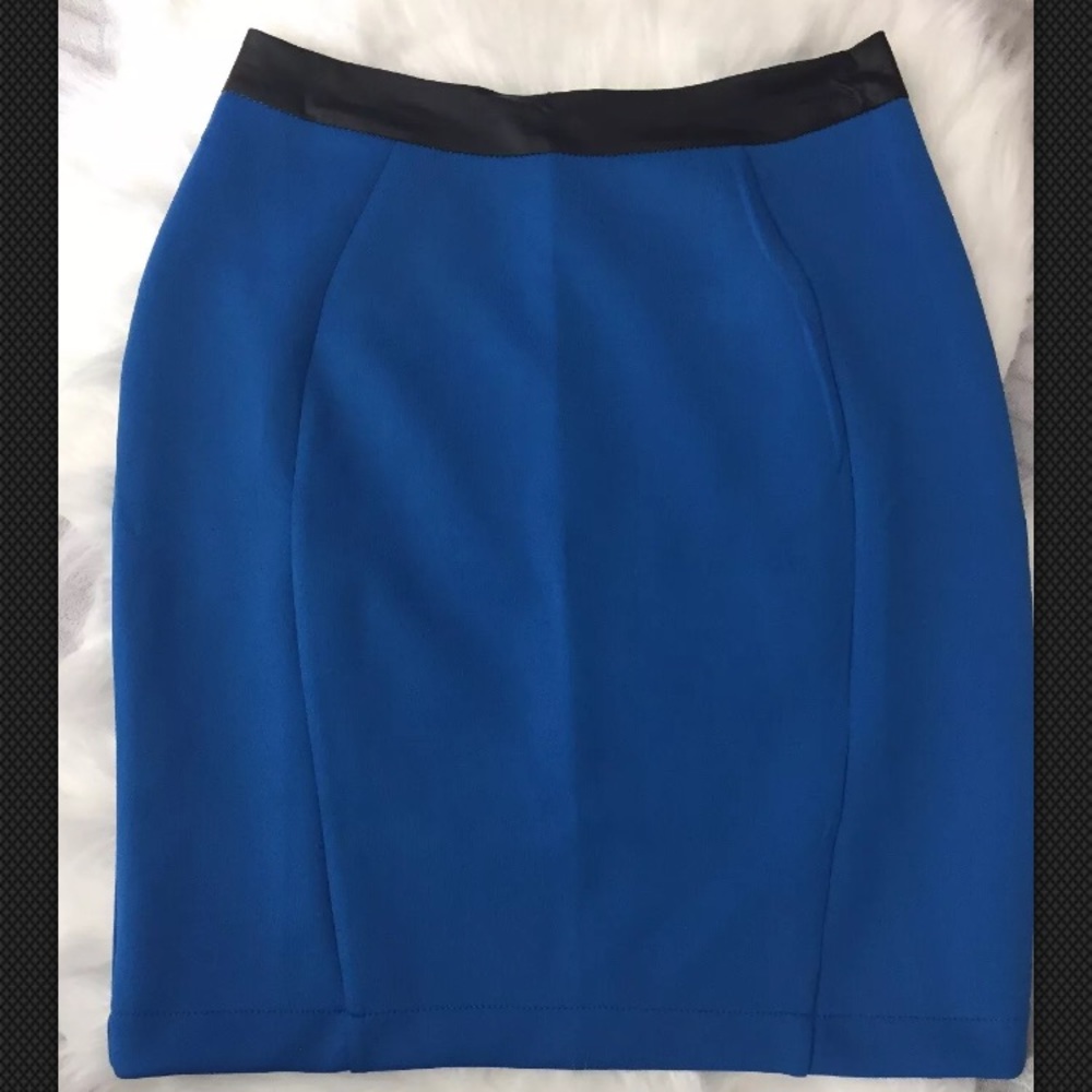 Derek Heart skirt blue with faux leather waistband