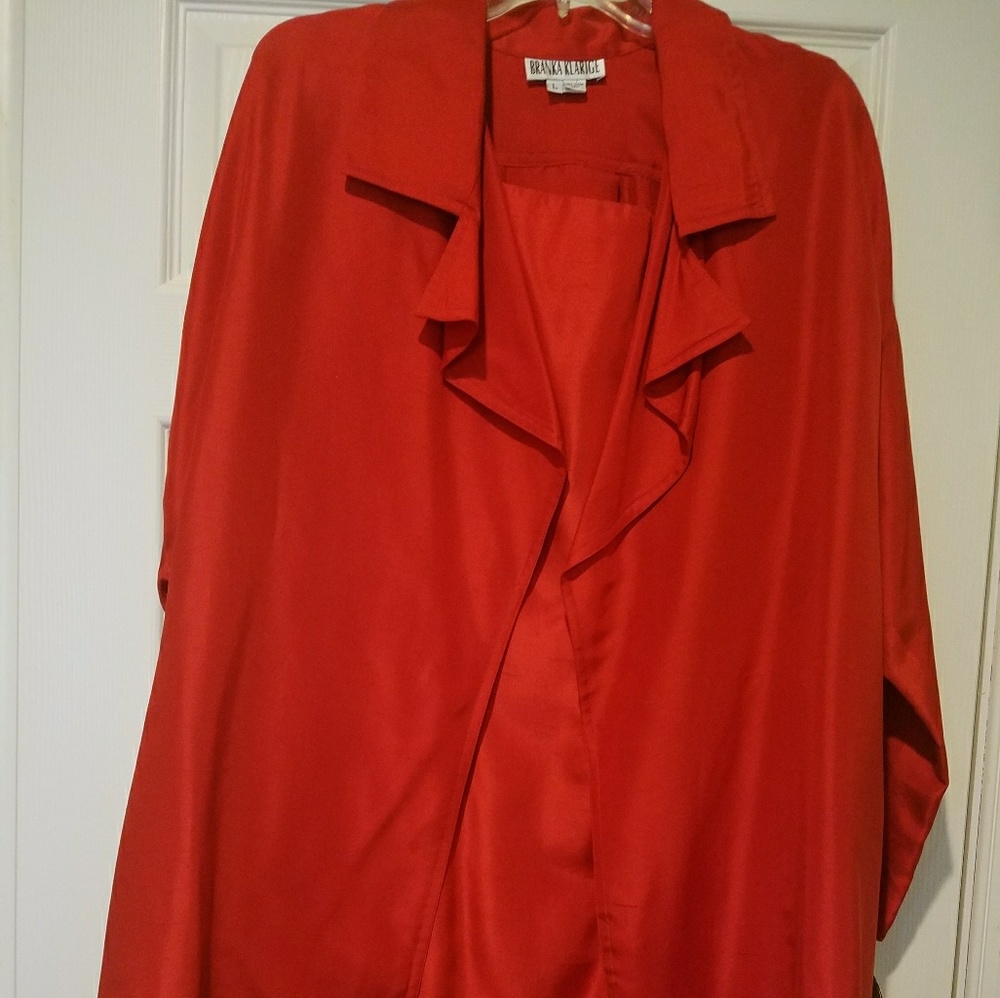 Silk 2 piece red cardigan & dress