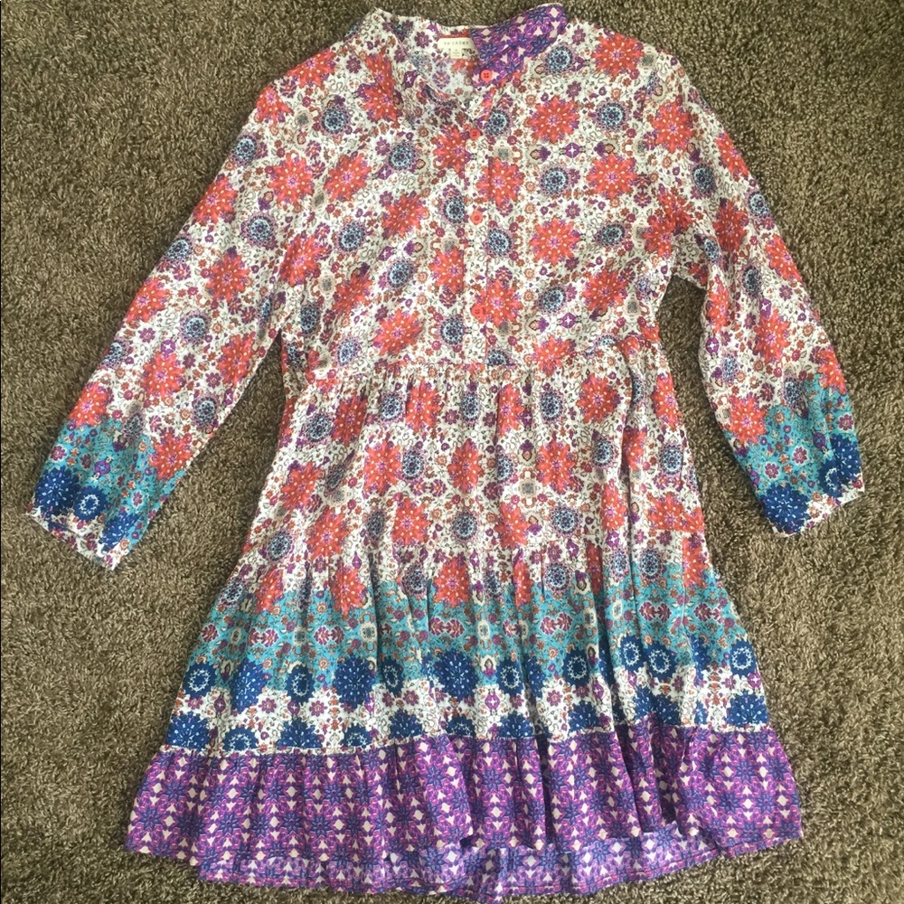 Geometric Floral Patterned Mini Dress