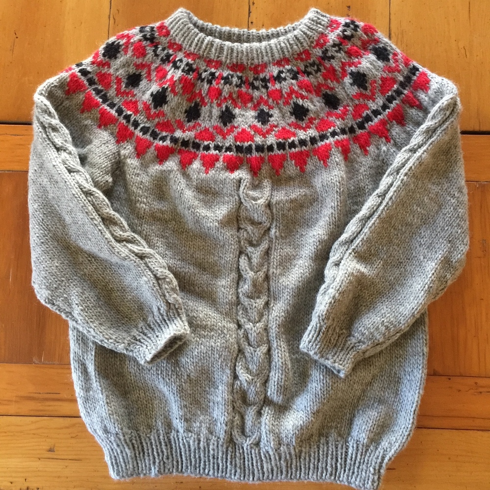 Hand knit fair isle thick warm sweater/GORGEOUS!