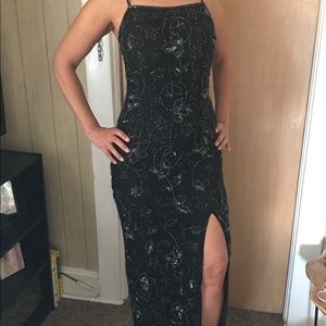Long black beaded dress