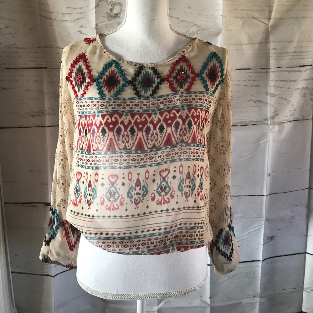 Sheer beaded blouse