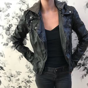 Free People Vegan Leather Hooded Jacket