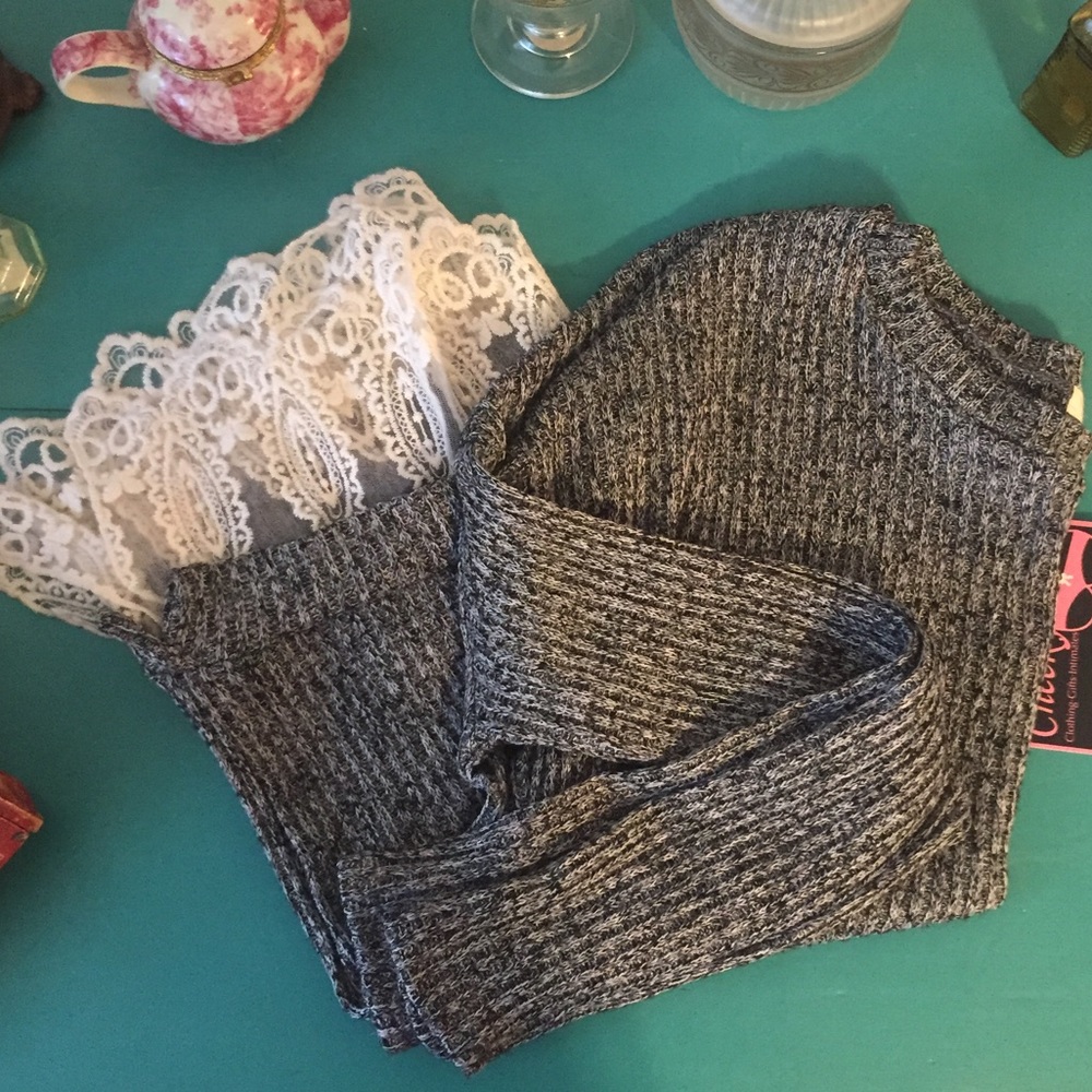 Ribbon Sweater with Lace on Bottom