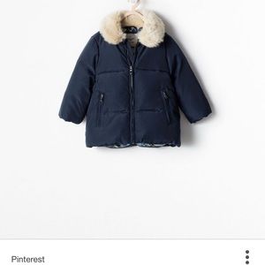 Zara Baby 18-24 Mos Down Jacket with Fur collar