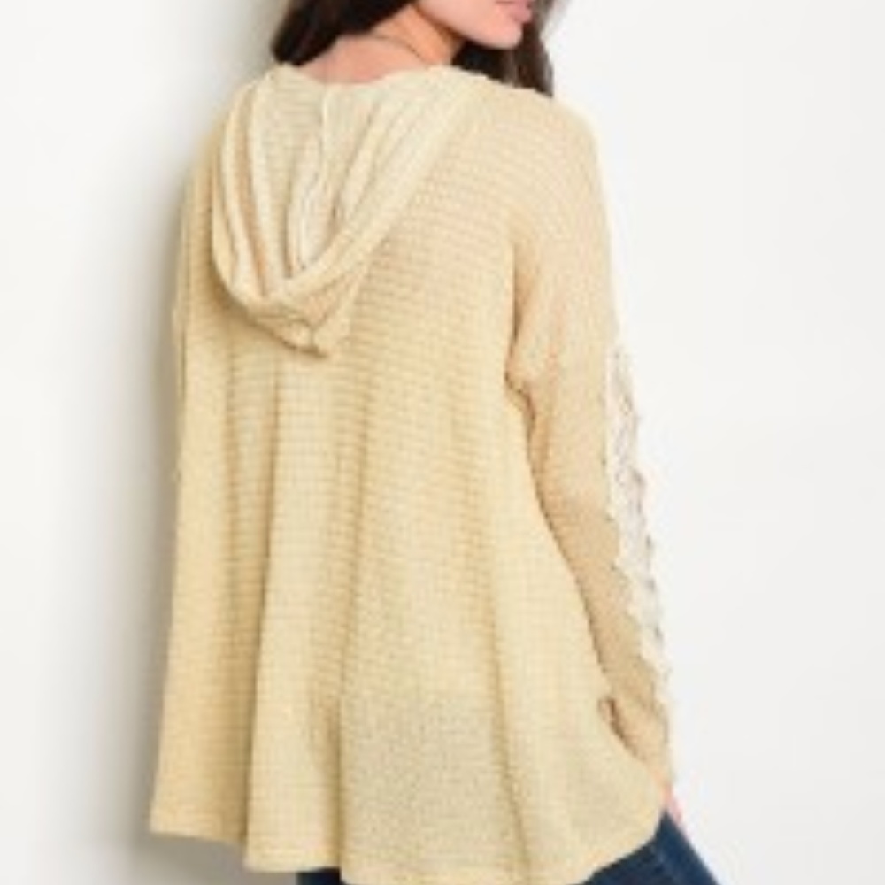 Hooded Cardigan Lace Sleeves NWT - Picture 2 of 2