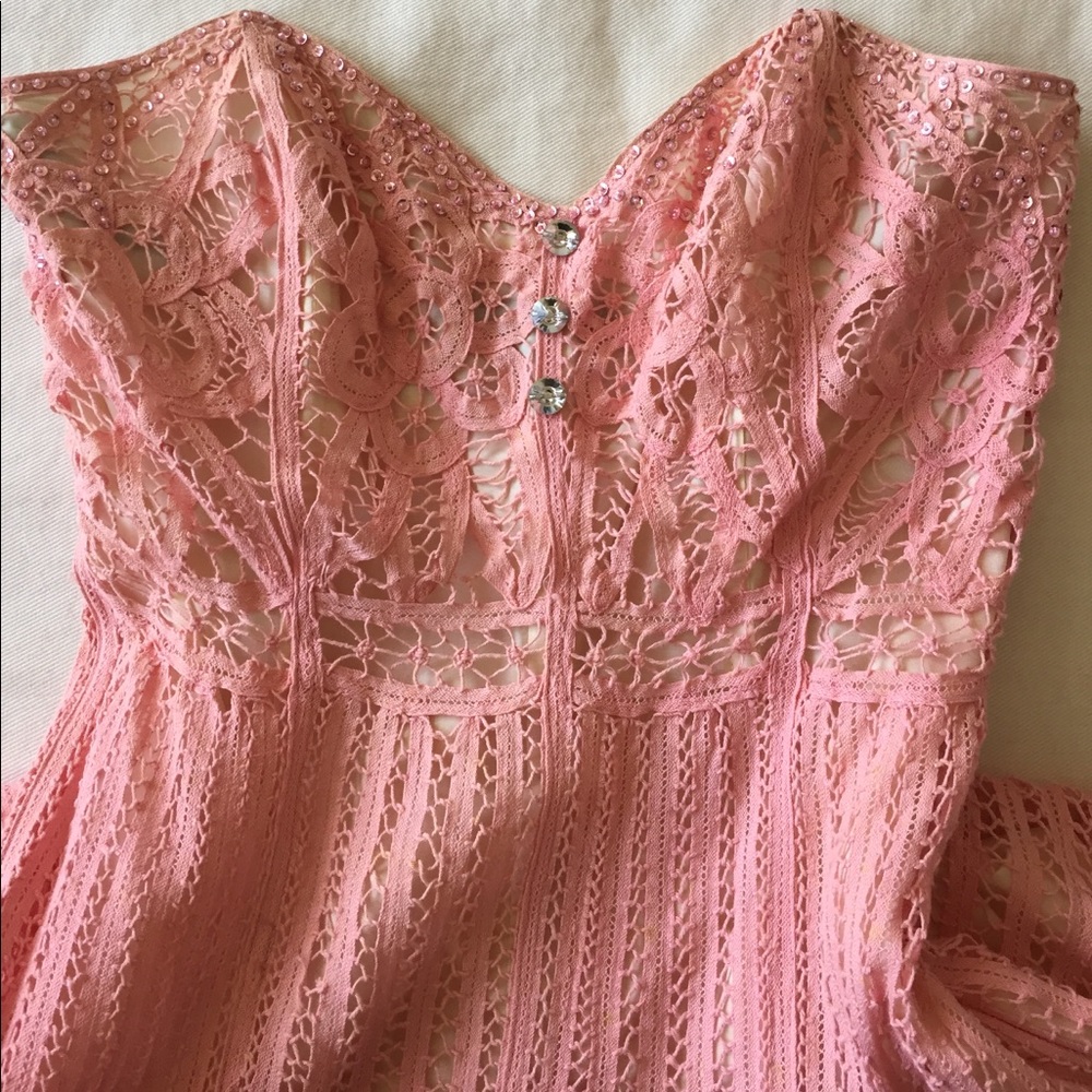 VINTAGE 90s/00s Betsey Johnson Crochet/Lace/Sequin Cocktail Dress - Picture 4 of 8