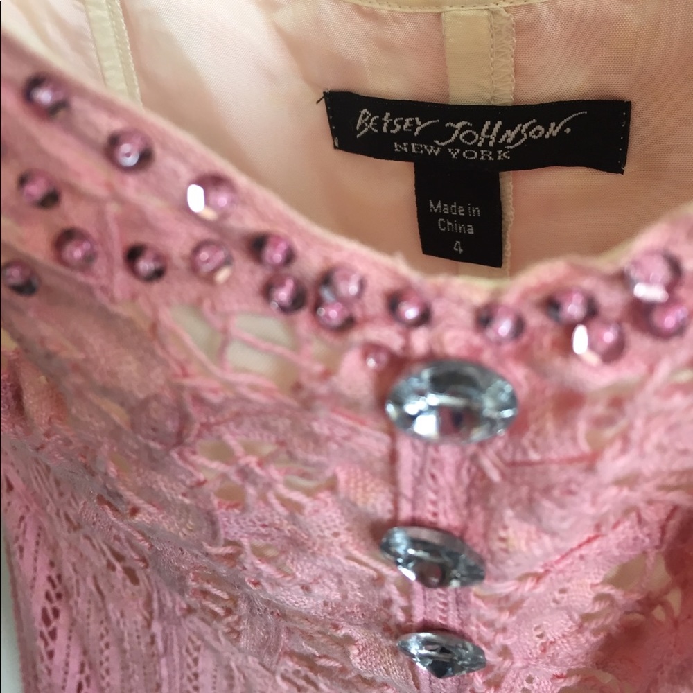 VINTAGE 90s/00s Betsey Johnson Crochet/Lace/Sequin Cocktail Dress - Picture 5 of 8