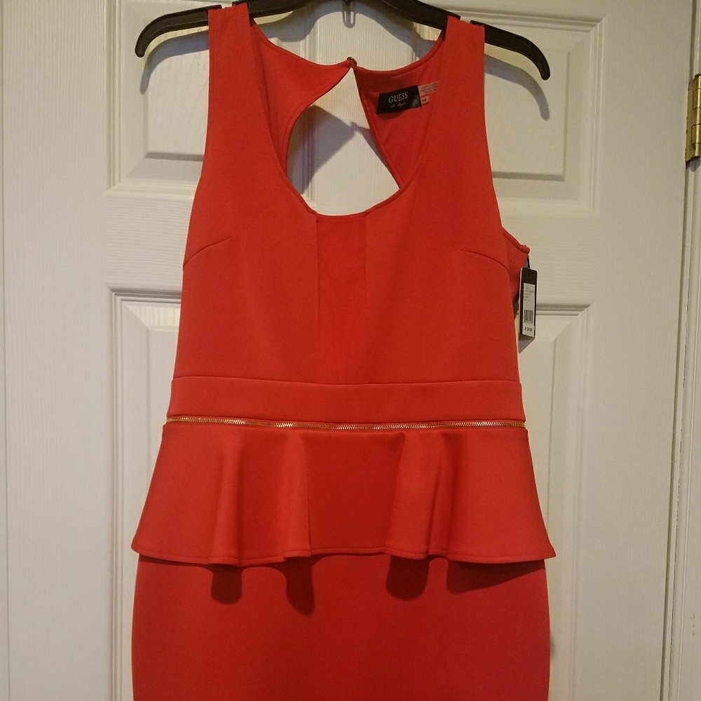 Guess NWT red peplum dress size 14