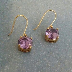 New 925 sterling silver gold p amethyst earrings