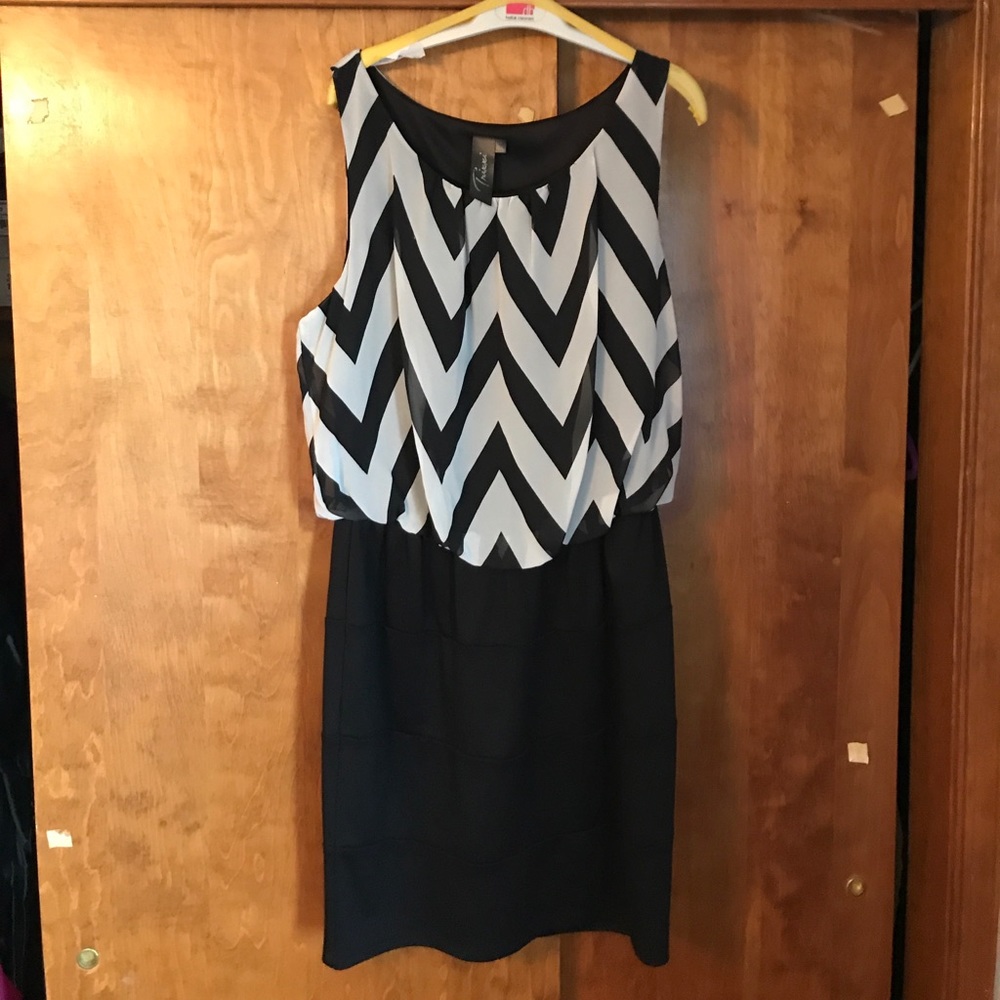 Black and grey sleeveless dress
