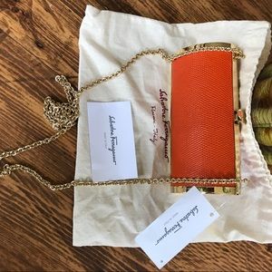 NWT Salvatore Ferragamo Lizzard Clutch