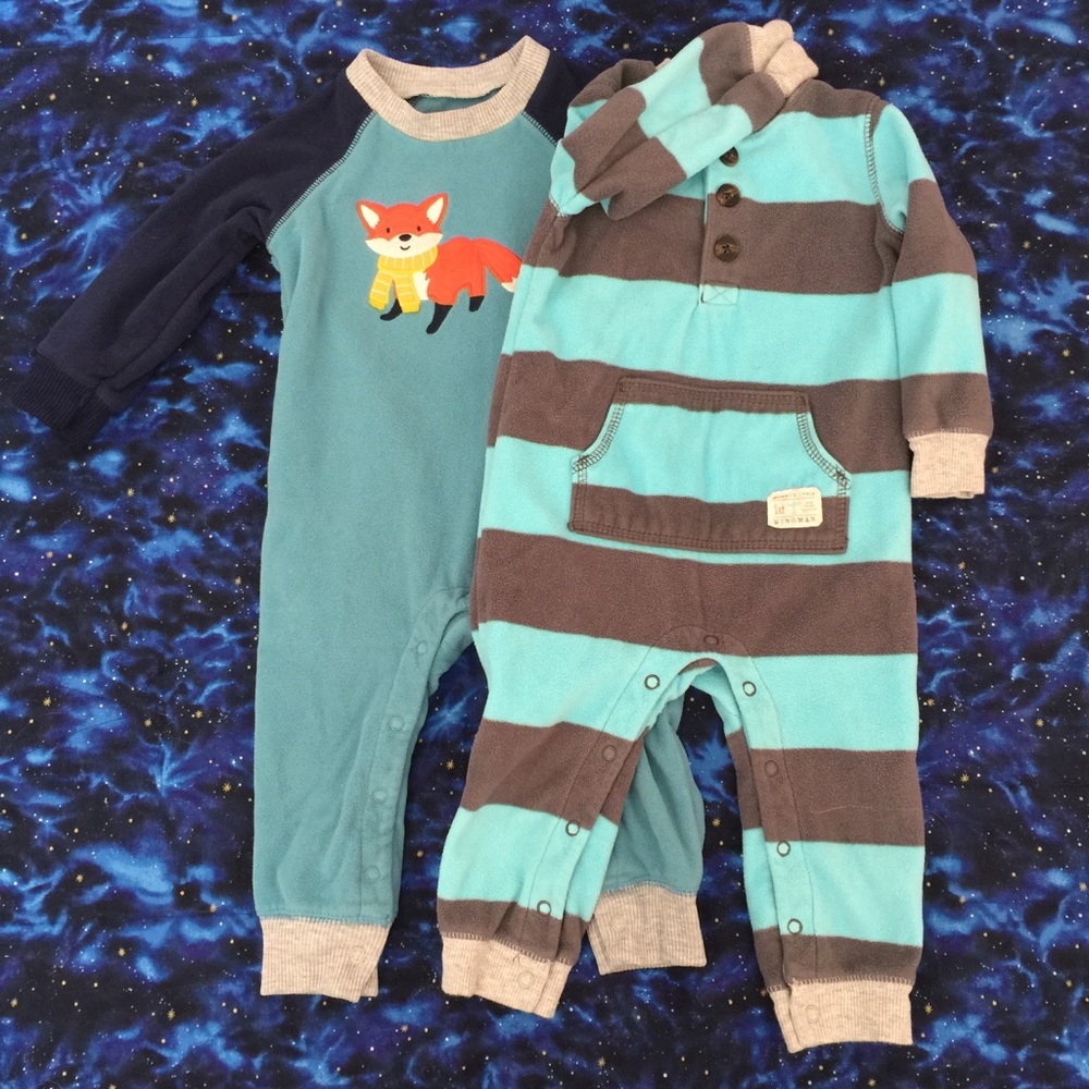 2 fleece rompers/one pieces perfect for winter