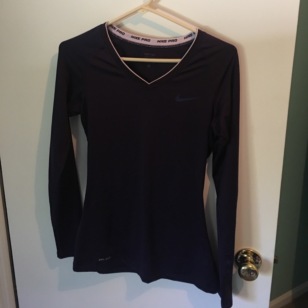 Nike Pro Purple Top V Neck