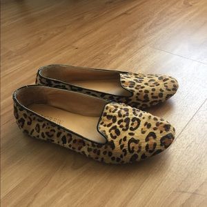 J. Crew calf hair leopard print loafers size 5.5