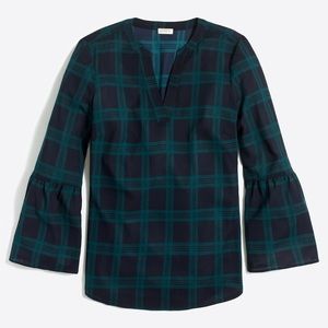 J. Crew Bell Sleeve Top - Navy, Green, Black Print