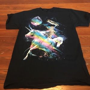 Size medium unicorn cat space tee