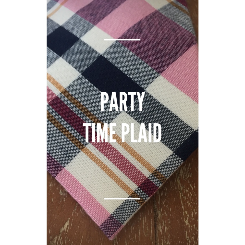 Men’s Pink Cotton Tie - “Party Time Plaid”