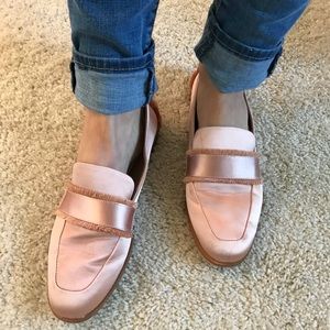 NEW Zara pink satin loafers!