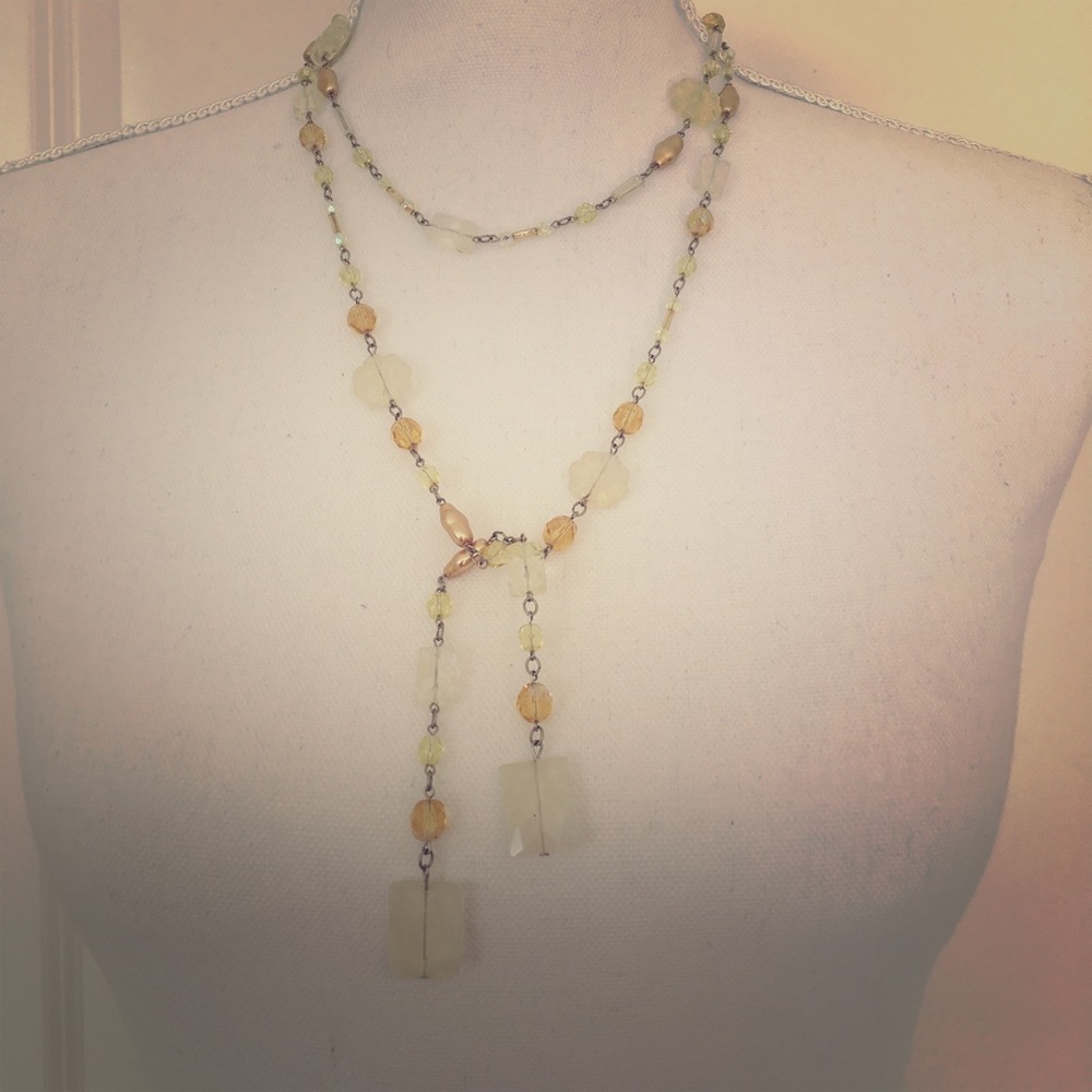NWOT Citrine Multi-Beaded Adjustable Necklace