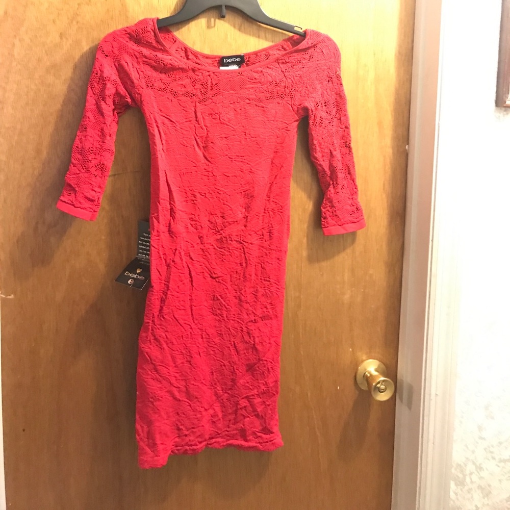 Bebe Red spandex/bodycon Dress