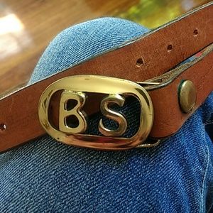 Vintage Leather solid Brass buckle BS Belt Bullshit