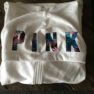 Victoria Secret, PINK, white zip up hoodie
