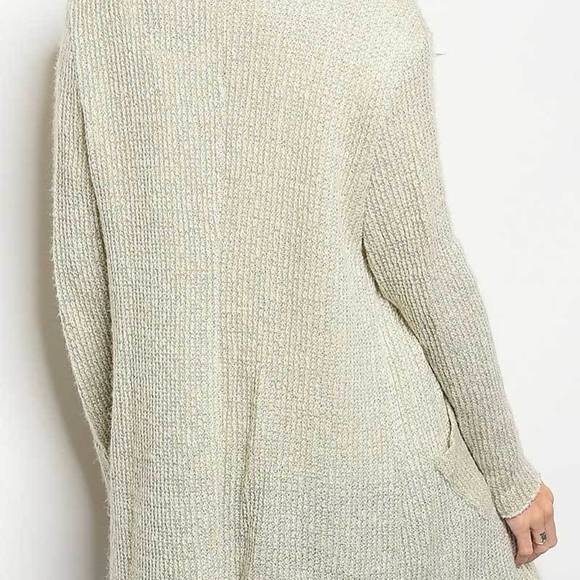 Long Sleeve Knit Faux Fur Trim Open Cardigan - Picture 2 of 2