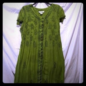 100% rayon green maxi dress