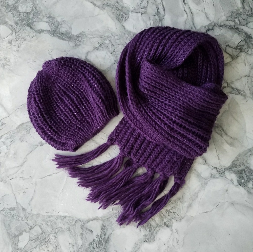 Purple Style & Co. Scarf and Beanie