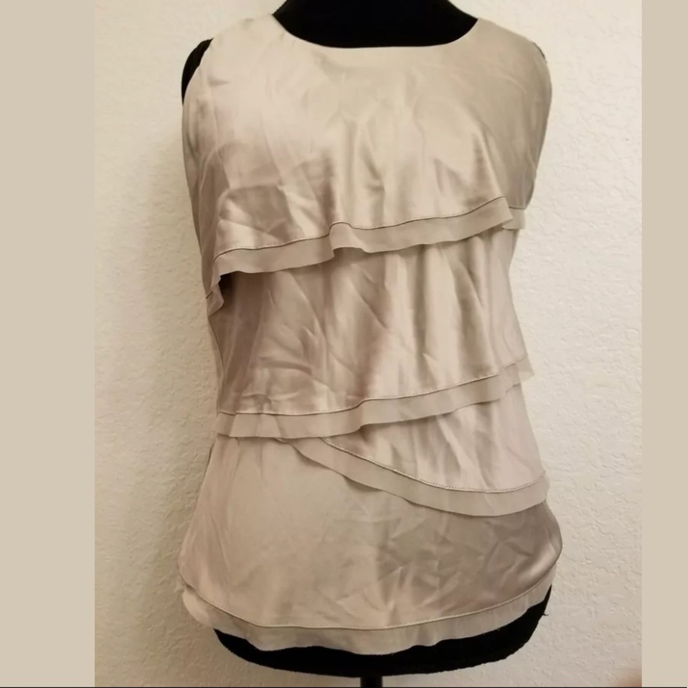 Ann Taylor Biege Women's Ruffled Tank Top Size M