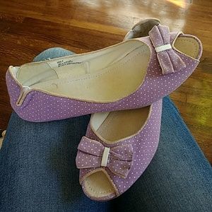 Vintage Lavender Polka Dots Bow Shoes flats ballets