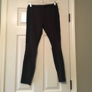 Sanctuary Black/Suede panel Moto leggings