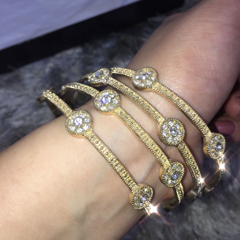 Gold Rhinestone Bangles Set BUNDLE!