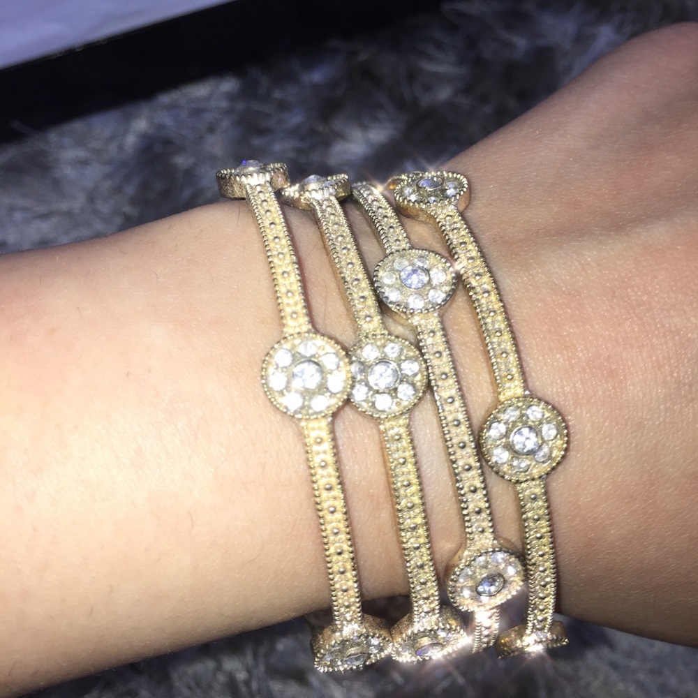 Gold Rhinestone Bangles Set BUNDLE! - Picture 3 of 8
