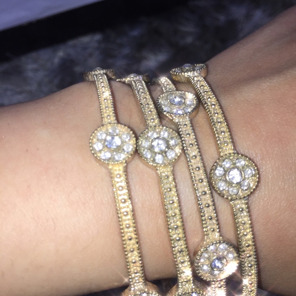 Gold Rhinestone Bangles Set BUNDLE! - Picture 4 of 8