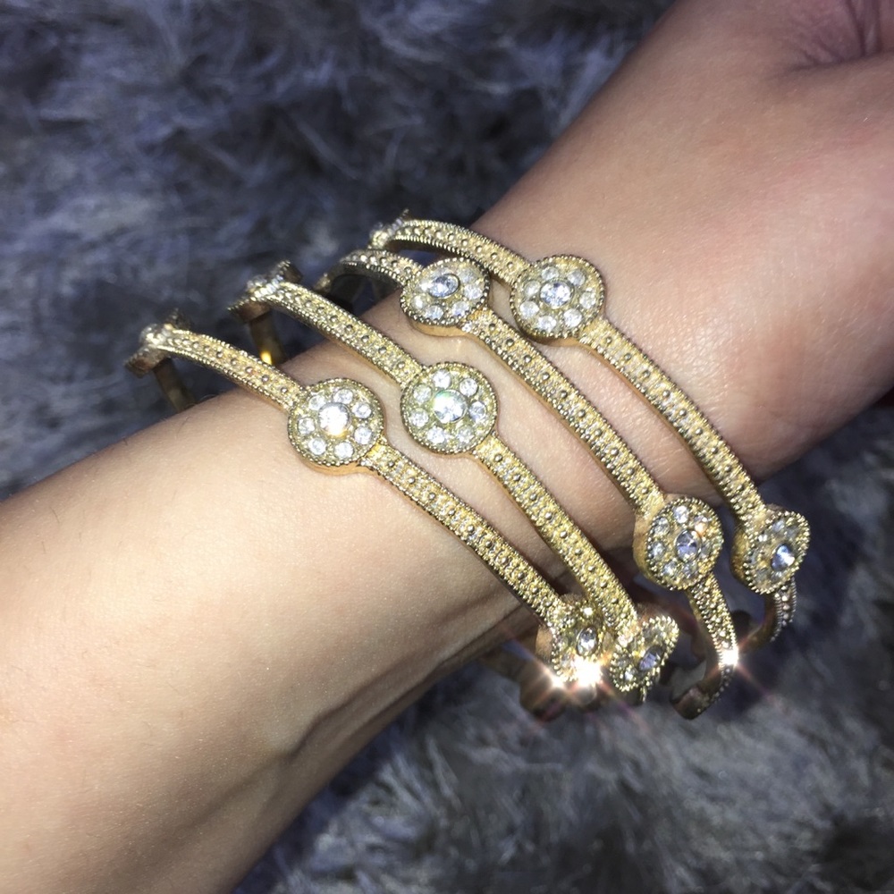 Gold Rhinestone Bangles Set BUNDLE! - Picture 5 of 8