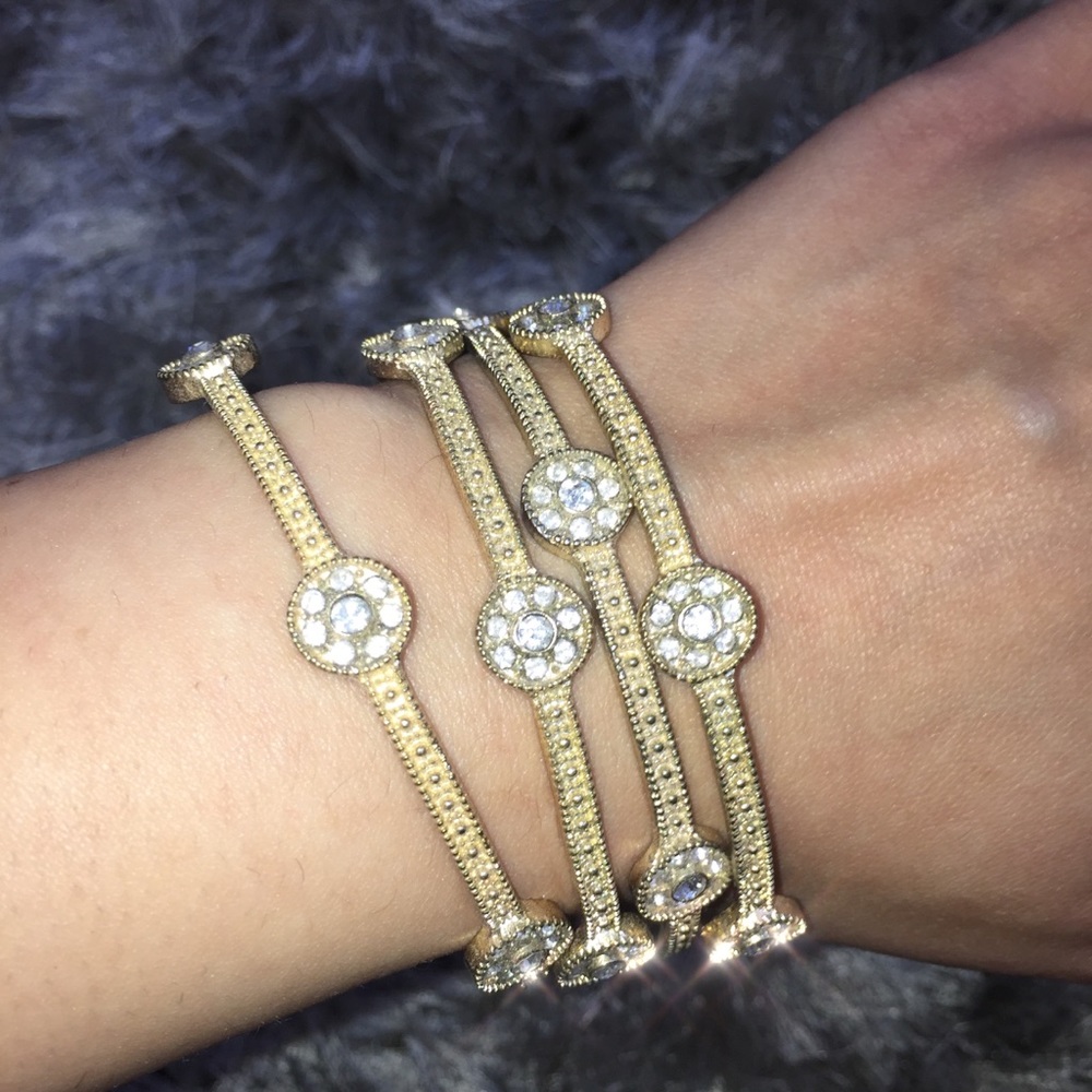 Gold Rhinestone Bangles Set BUNDLE! - Picture 6 of 8