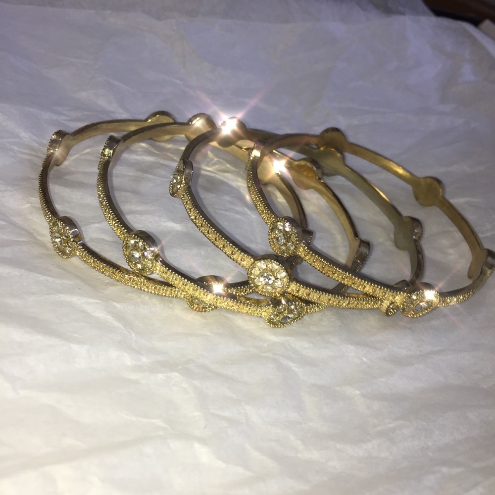 Gold Rhinestone Bangles Set BUNDLE! - Picture 8 of 8