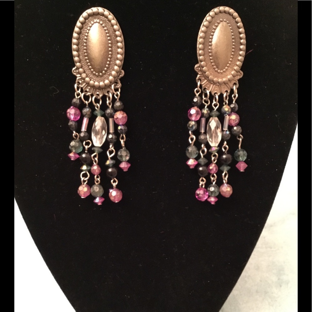 Vintage crystal Bead Earrings -Pierced Ear