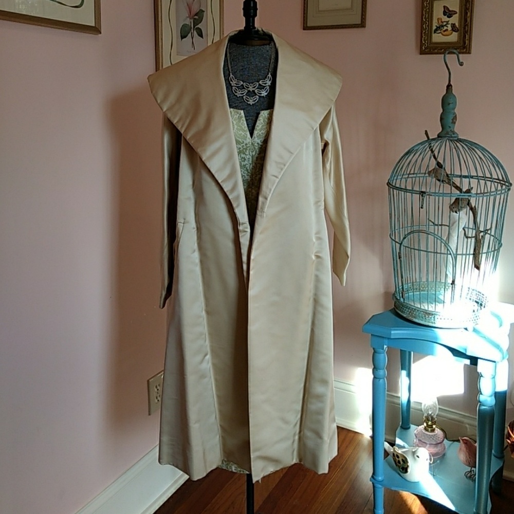 Vintage Silk Satin Evening Coat by JW Robinson