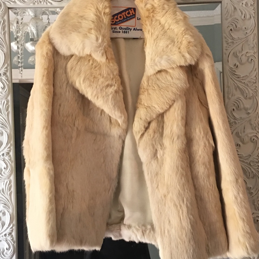 100% Genuine White Rabbit Fur coat