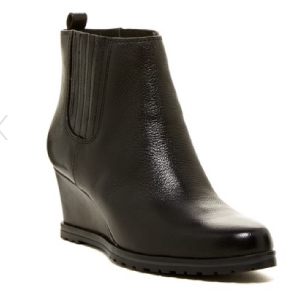 Ellen Tracy Leather Wedge Booties