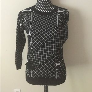 Black and White Floral Geometric Sweater
