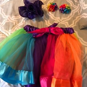 Little Girls Tutu set with 2 hair clips & socks