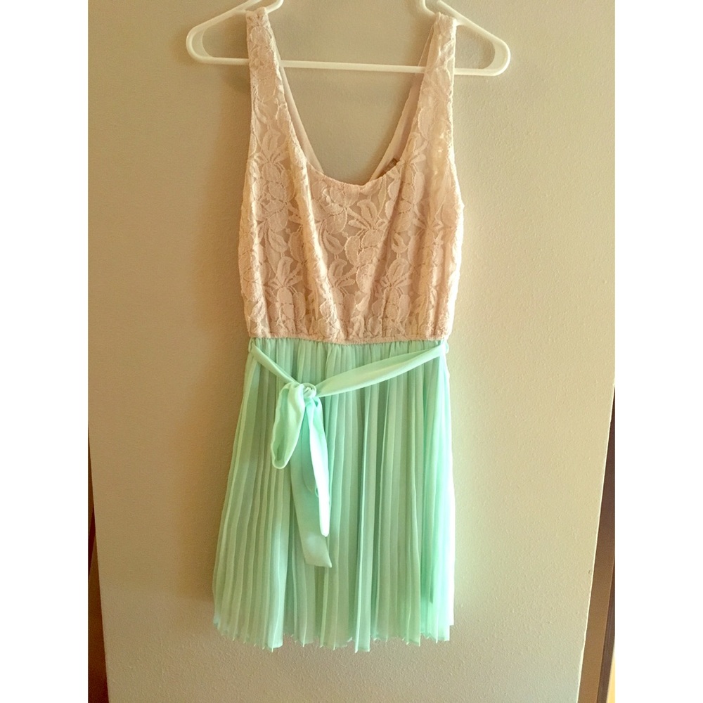 Cream and seagreen summer dress