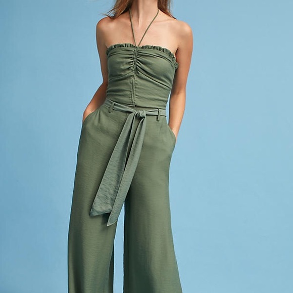 Anthropologie Tops - NWT Anthropologie Maeve Ruffle Halter Top Green