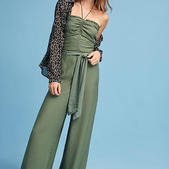 NWT Anthropologie Maeve Ruffle Halter Top Green - Picture 4 of 6