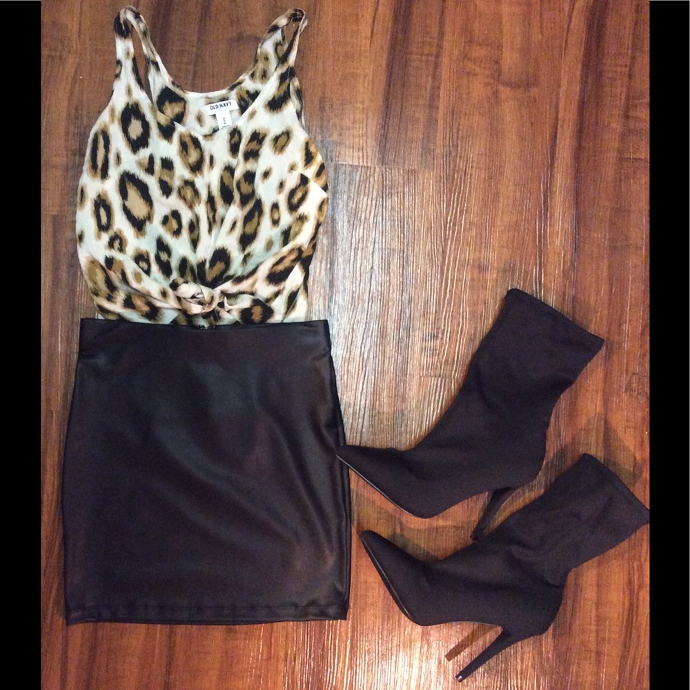 Black faux leather skirt